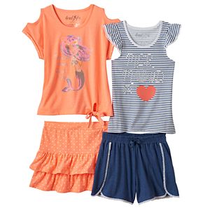 Girls 4-6x Freestyle Revolution Mermaid Tank Top, Tee, Skirt & Shorts Set