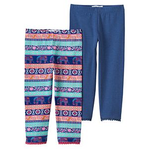 Girls 4-6x Freestyle Revolution 2-pk. Solid & Print Pom Pom Cuff Leggings Set
