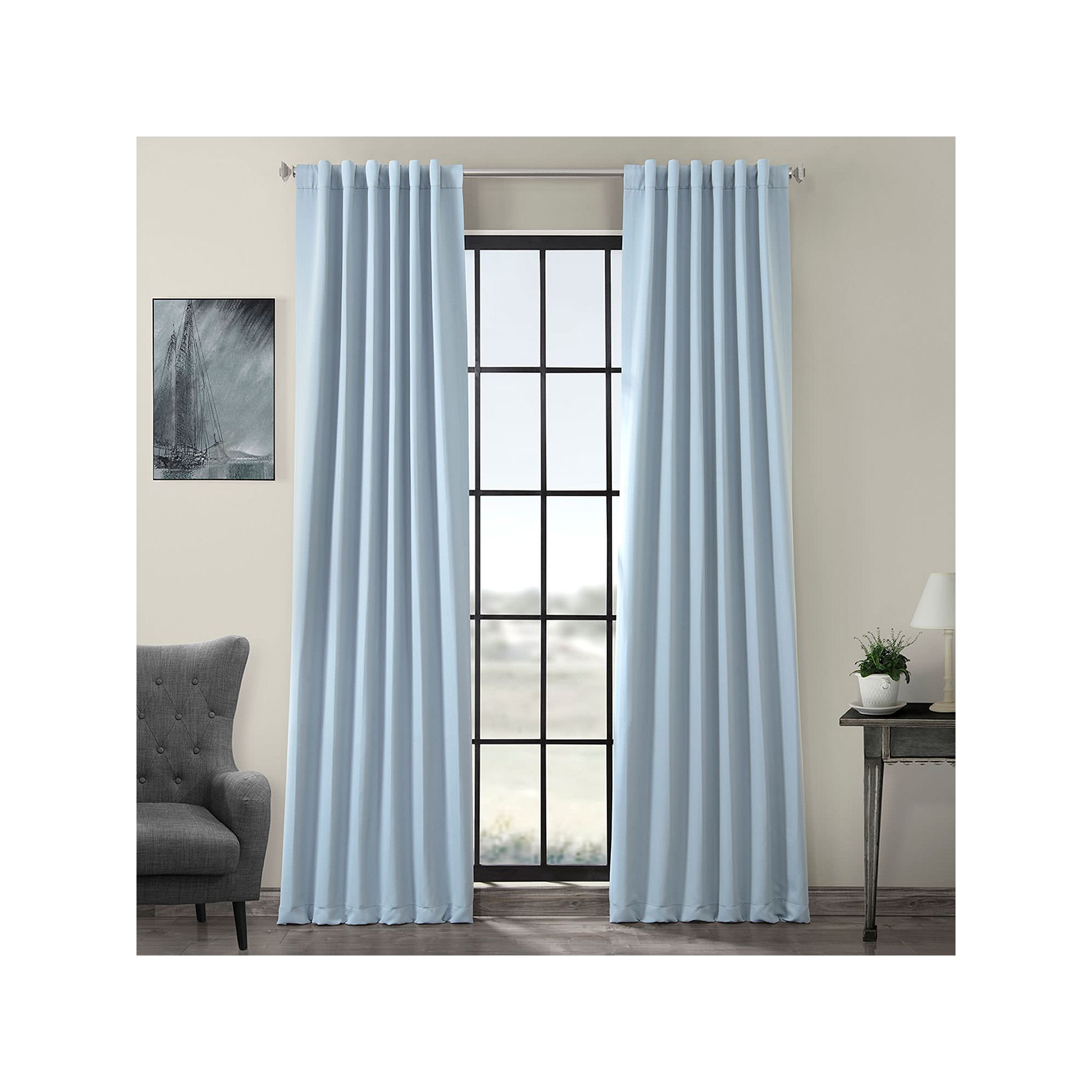 EFF 2-pack Blackout Window Curtains, Frosted Blue