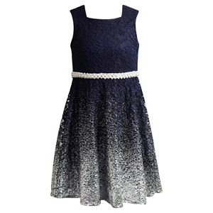 Girls 7-16 Emily West Embellished Navy Ombre Dress