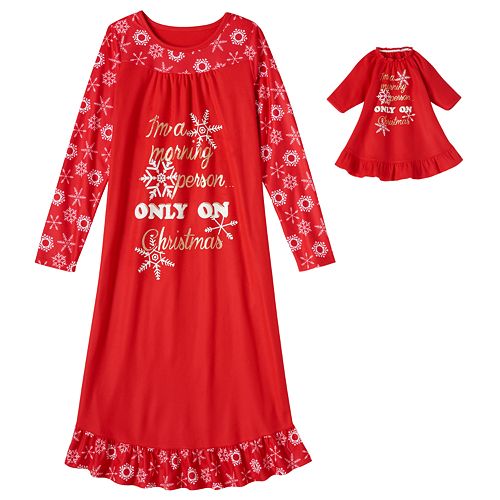 Girls 4 16 So Red Holiday Nightgown Doll Nightgown Pajama Set