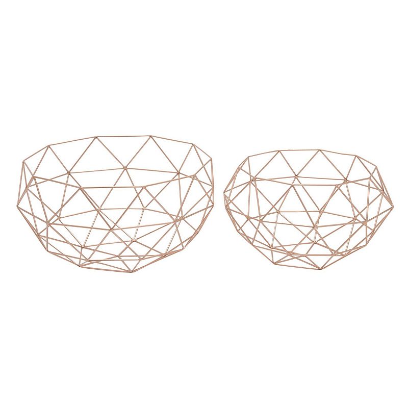 Geometric Basket Floor Decor 2-piece Set, Gold