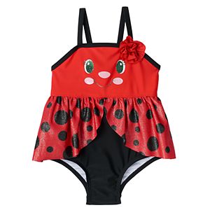 Baby Girl Candlesticks Skirted Animal One-Piece Swimsuit