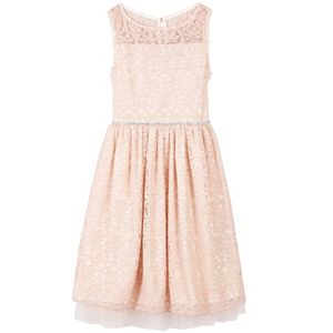 Girls 7-16 Speechless Lace Overlay Illusion Neckline Dress