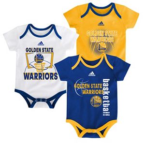 Baby adidas Golden State Warriors 3-Pack Bodysuit Set