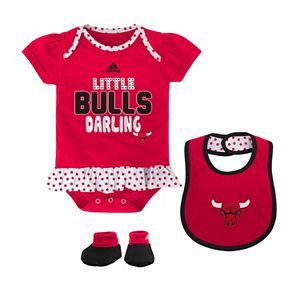 Baby adidas Chicago Bulls 3-Piece Little Darling Bodysuit Set