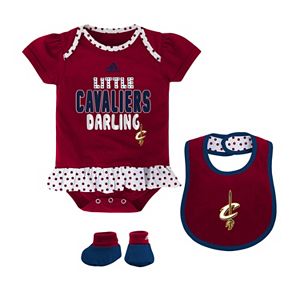 Baby adidas Cleveland Cavaliers 3-Piece Little Darling Bodysuit Set