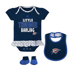 Baby adidas Oklahoma City Thunder 3-Piece Little Darling Bodysuit Set