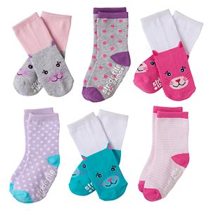 Toddler Girl Stride Rite 6-pk. Critter Face Crew Socks