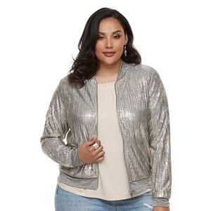 Plus Size Jennifer Lopez Print Beaded Crepe Top