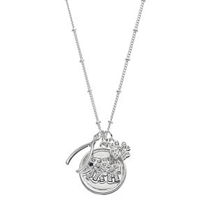 Elephant, Clover & Wishbone Charm Long Necklace