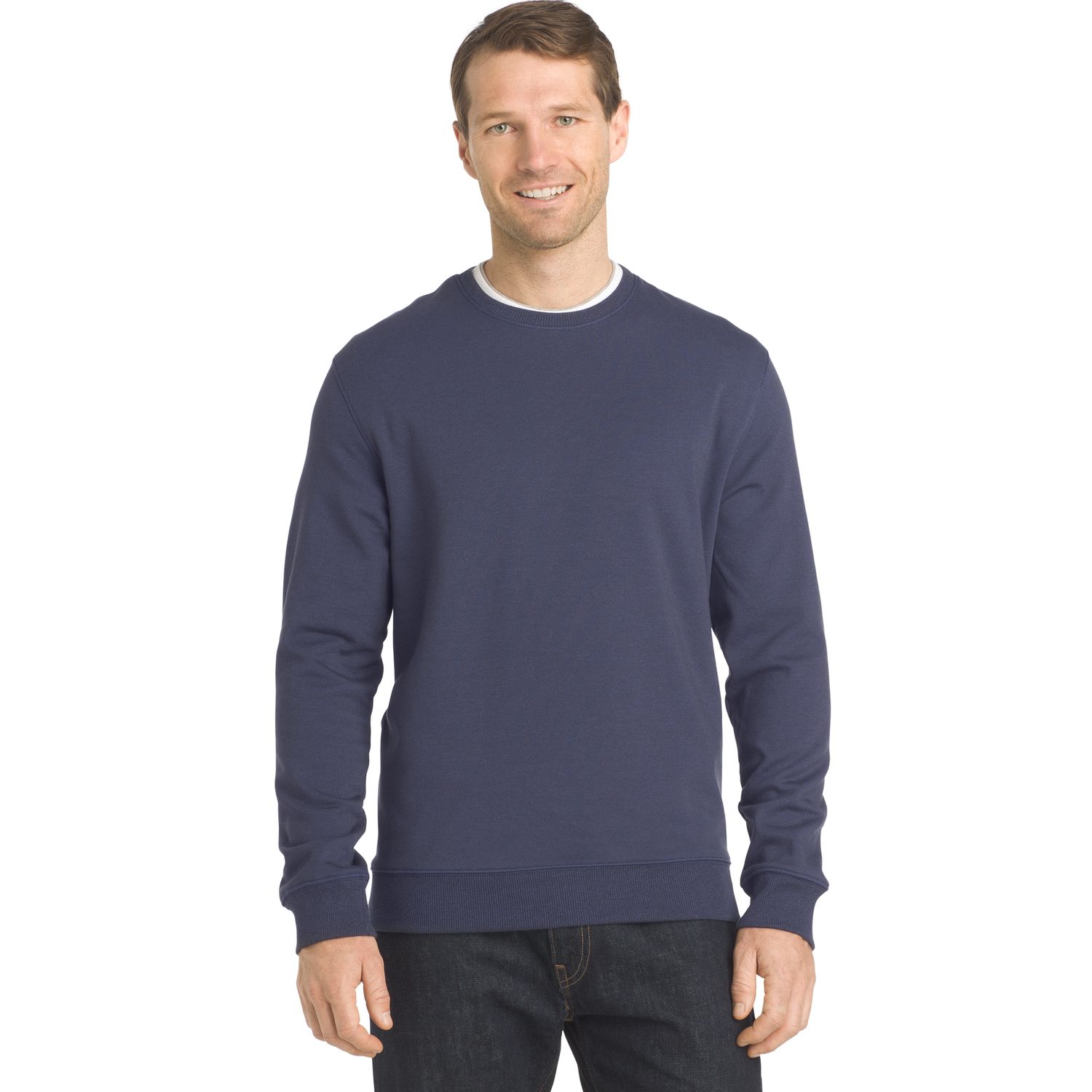Van Heusen Mens Long Sleeve Flex Fleece Blocked Crewneck Pullover