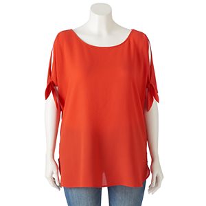 Juniors' Plus Size HeartSoul Tie-Sleeve Tunic