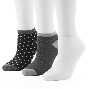 Women's Cuddl Duds 3-pk. Dotted Low-Cut Socks