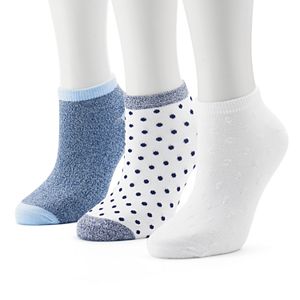 Women's Cuddl Duds 3-pk. Dotted Low-Cut Socks