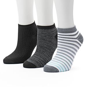 Women's Cuddl Duds 3-pk. Gradient Striped Low-Cut Socks