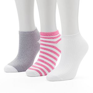 Women's Cuddl Duds 3-pk. Striped Low-Cut Socks
