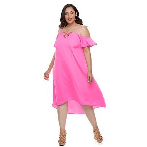 Plus Size Jennifer Lopez Lace-Up High-Low Dress