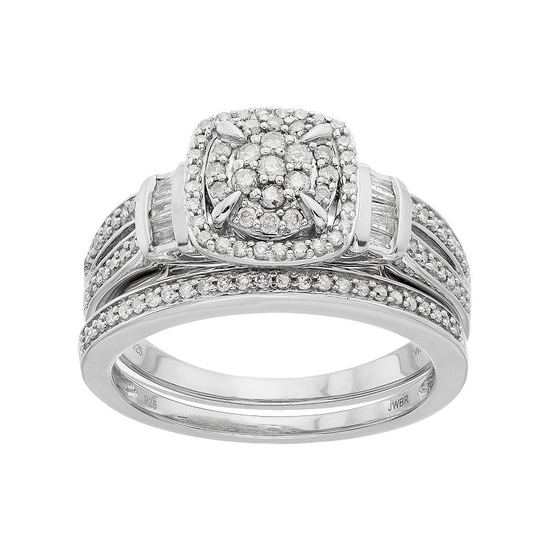 Always Yours Sterling Silver 1/2 ct. T.W. Diamond Engagment Ring Set, Women