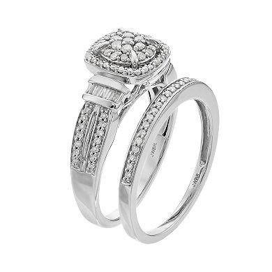 Always Yours Sterling Silver 1/2 ct. T.W. Diamond Engagment Ring Set