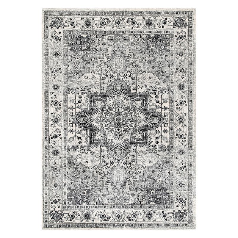 nuLOOM Bodrum Fancy Persian Vonda Framed Floral Rug, Grey, 5X7.5 Ft