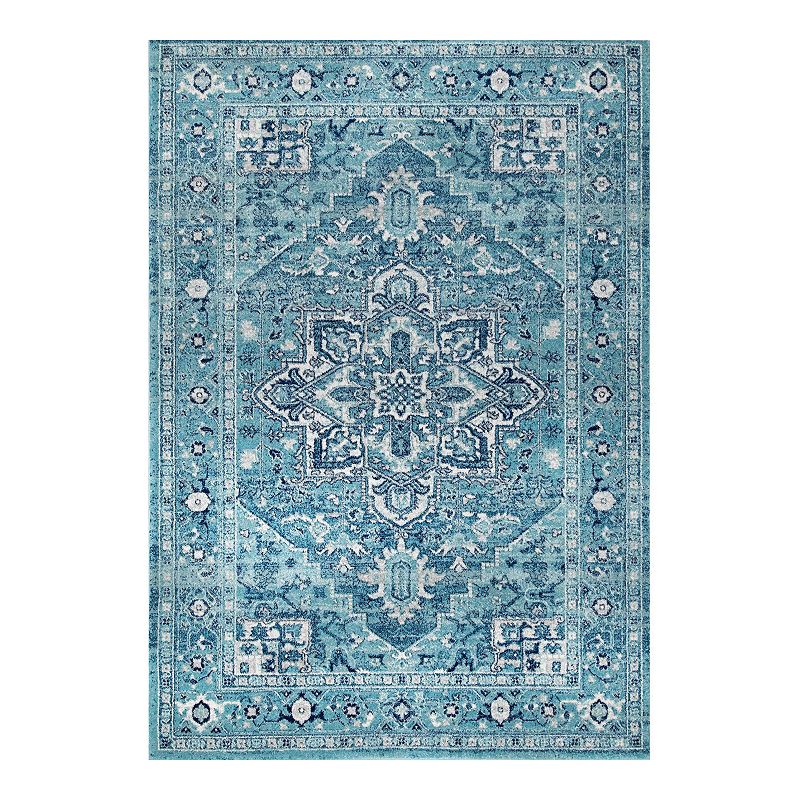 nuLOOM Bodrum Fancy Persian Vonda Framed Floral Rug, Green, 6.5X9 Ft