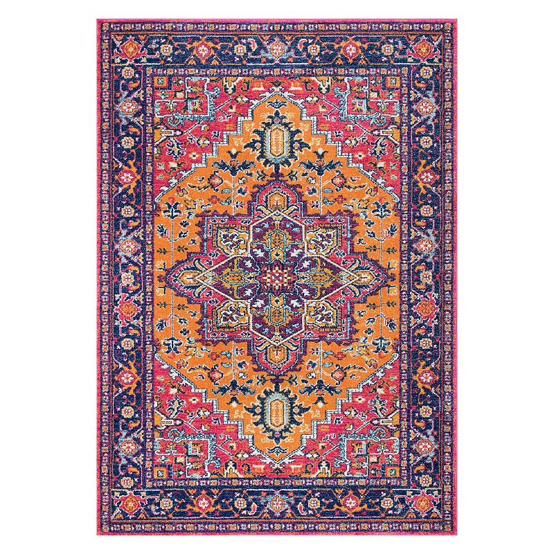 nuLOOM Bodrum Fancy Persian Vonda Framed Floral Rug, Orange, 8X10 Ft