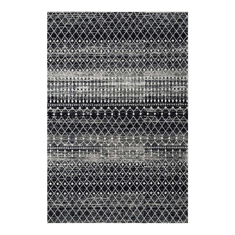 nuLOOM Bodrum Blythe Geometric Rug, Black, 10Ft Rnd