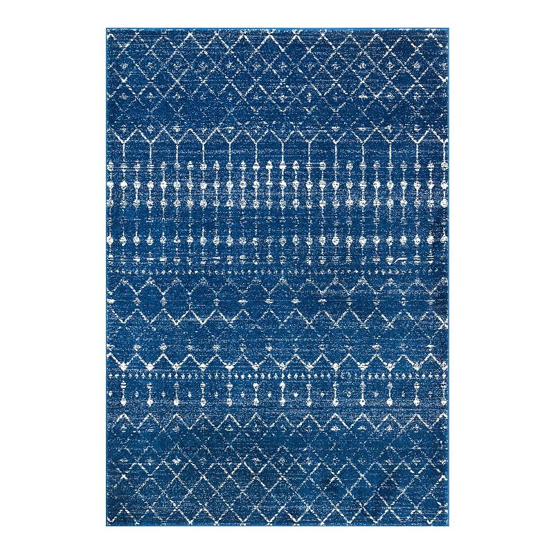 nuLOOM Bodrum Blythe Geometric Rug, Blue, 5X8FT OVAL