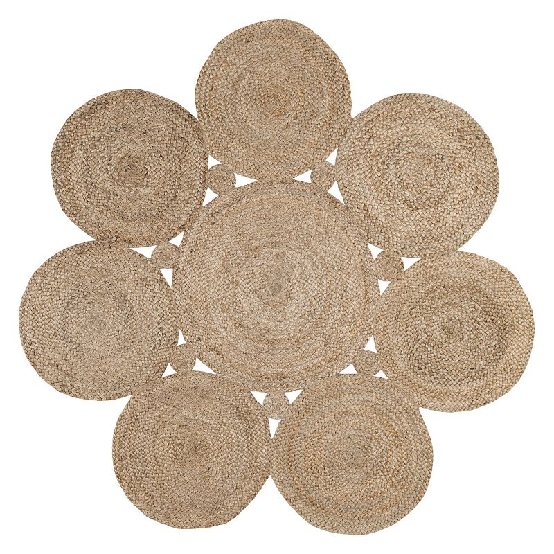 nuLOOM Natura Drusilla Geometric Jute Rug, Beig/Green, 8X10 Ft