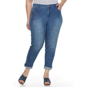 Plus Size Gloria Vanderbilt Amanda Cuffed Ankle Jeans