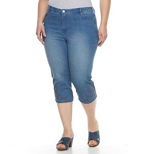 Plus Size Gloria Vanderbilt Margie Embroidered Capri Jeans