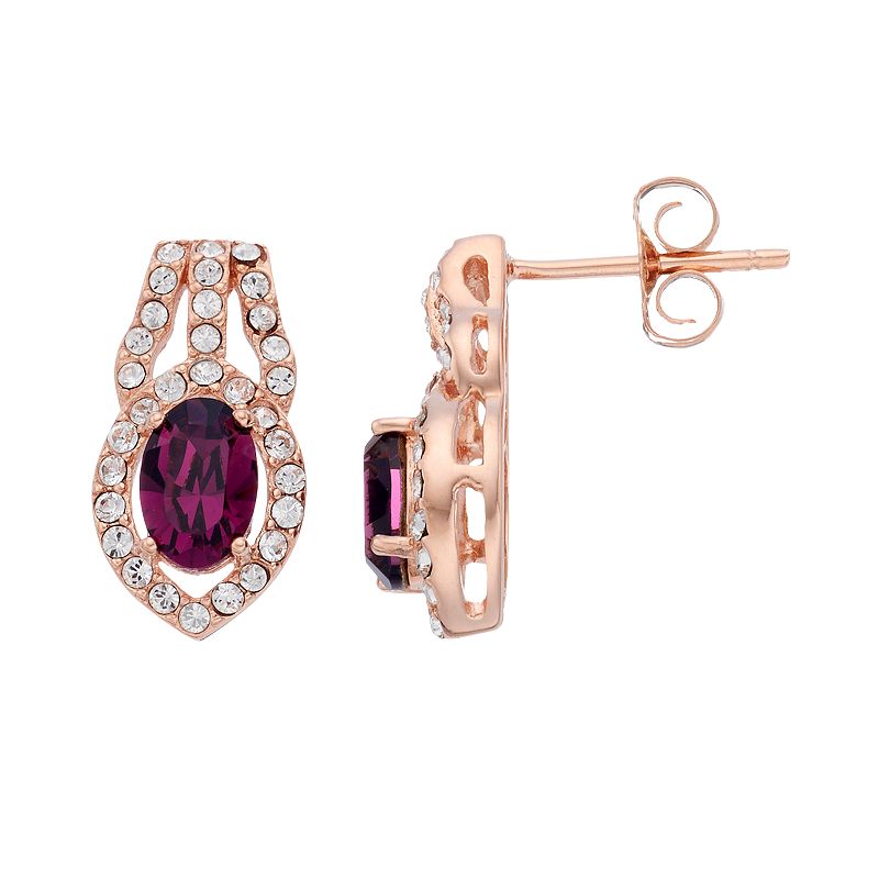 Sterling N Ice 14k Rose Gold Over Silver Crystal Openwork Stud Earrings, 