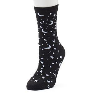 Women's Glittery Moon & Stars Crew Socks