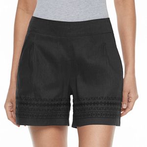 Petite Apt. 9® Embroidered Linen Blend Shorts