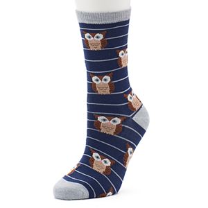 Women's Striped Owl Crew Socks