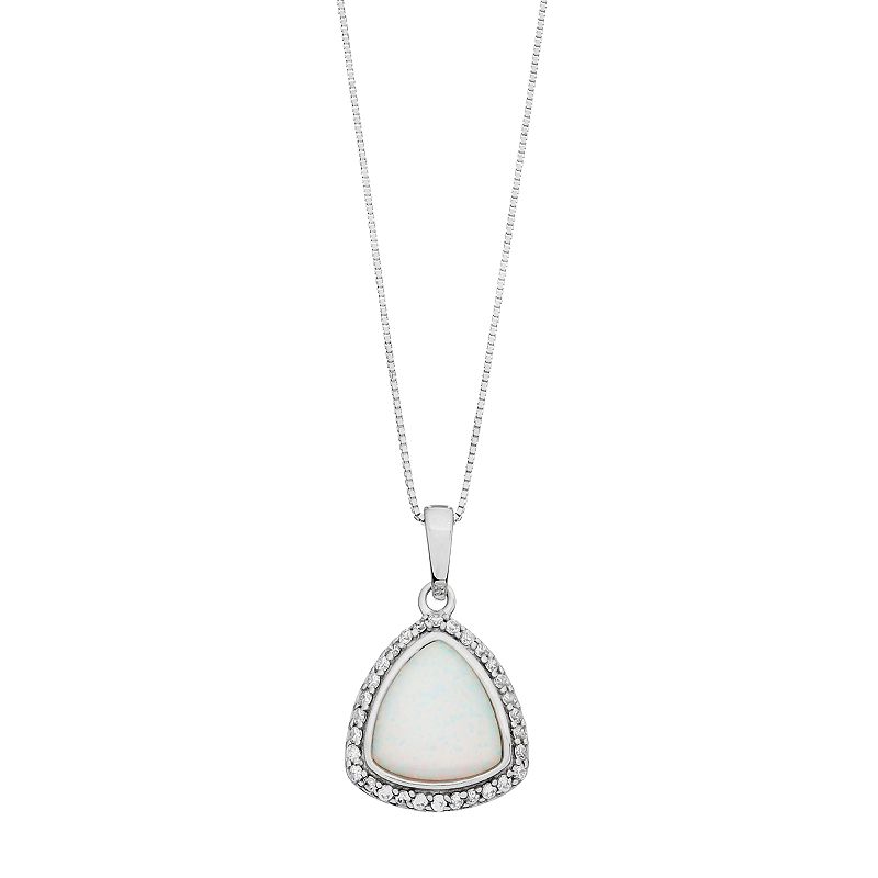 Sterling Silver Lab-Created Opal & Cubic Zirconia Pendant, Womens, Size: 