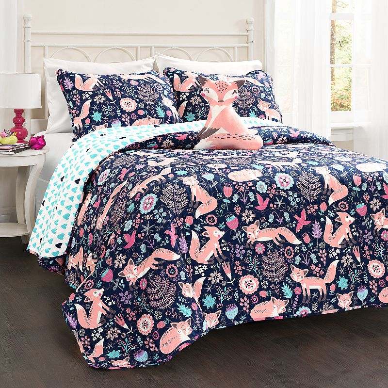 Lush Decor Pixie Fox Quilt Set, Multicolor, Full/Queen