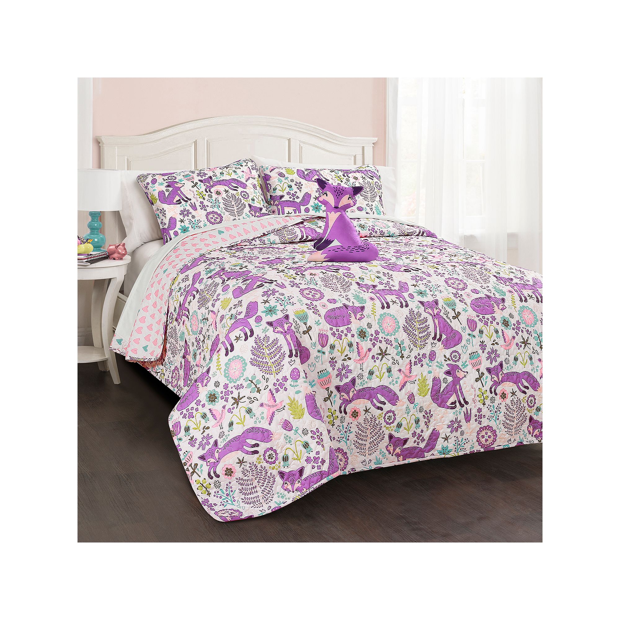 Lush Decor Pixie Fox Quilt Set, Purple