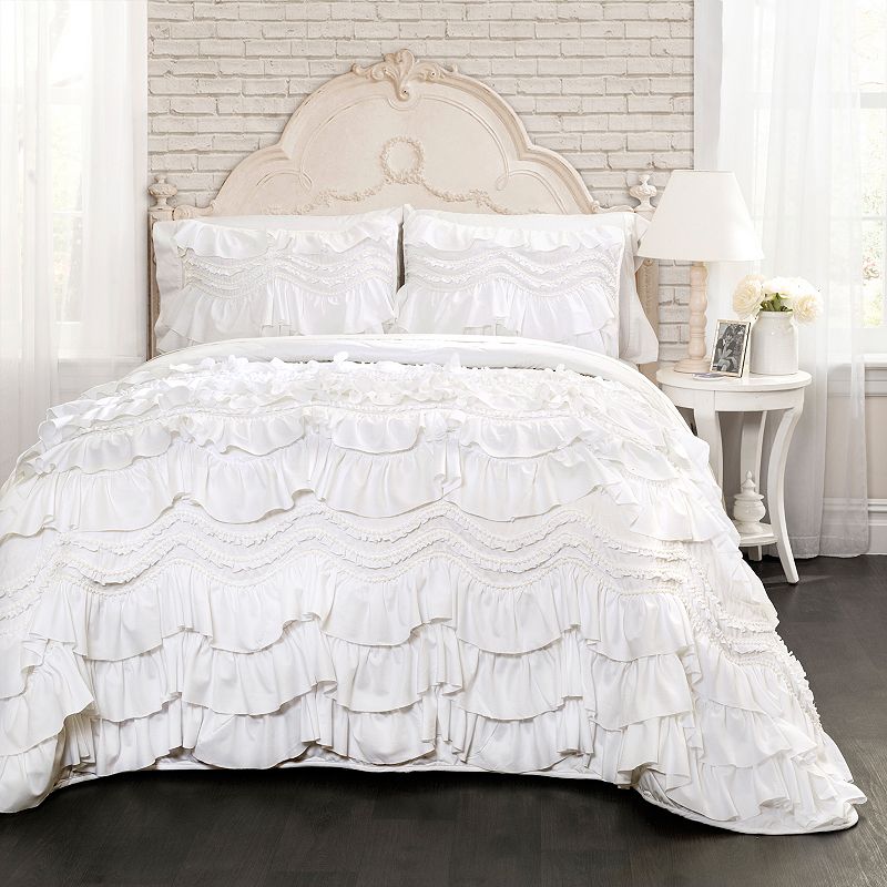 Lush Decor Kemmy Textured Quilt  Full/Queen  White  3-Pc Set