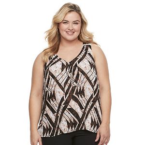 Plus Size Dana Buchman Accordion-Pleat Tank
