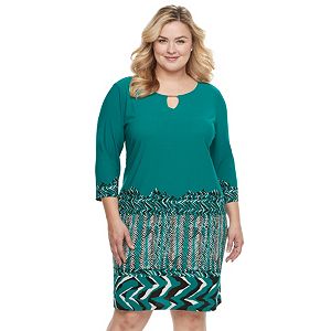 Plus Size Dana Buchman Keyhole Shift Dress