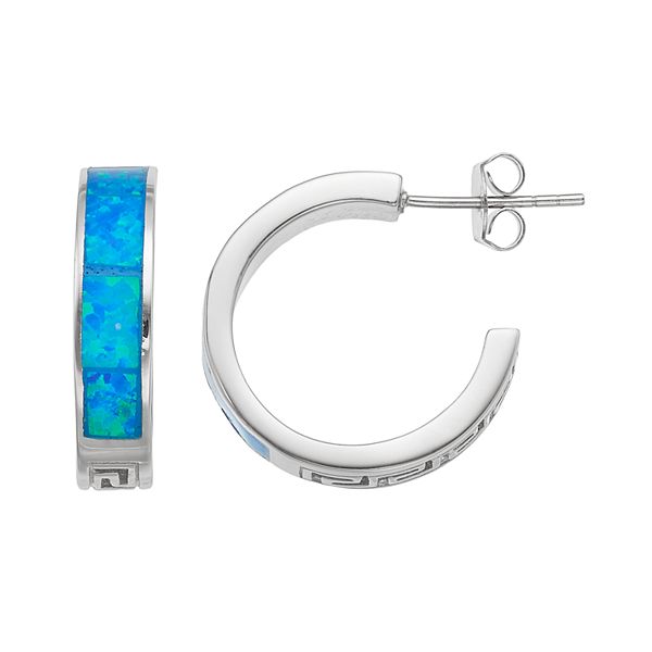 Blue and silver hoop earrings