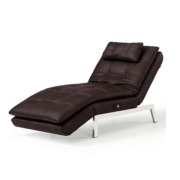 Relax A Lounger Faux Leather Charging, Faux Leather Chaise Lounge