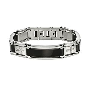 AXL by Triton Men's Stainless Steel Diamond Accent Cross Bracelet