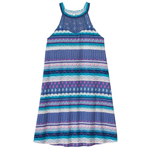 Girls 7 16 Plus Size Mudd Crochet High Neck Swing Dress