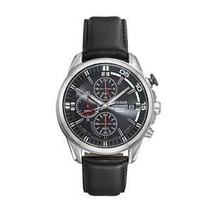 Pulsar Men's On The Go Leather Solar Chronograph Watch - PZ6023