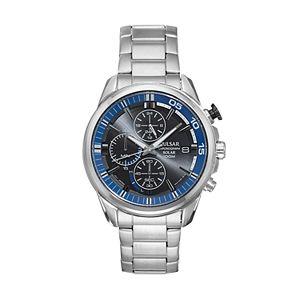 Pulsar Men's On The Go Stainless Steel Solar Chronograph Watch - PZ6021