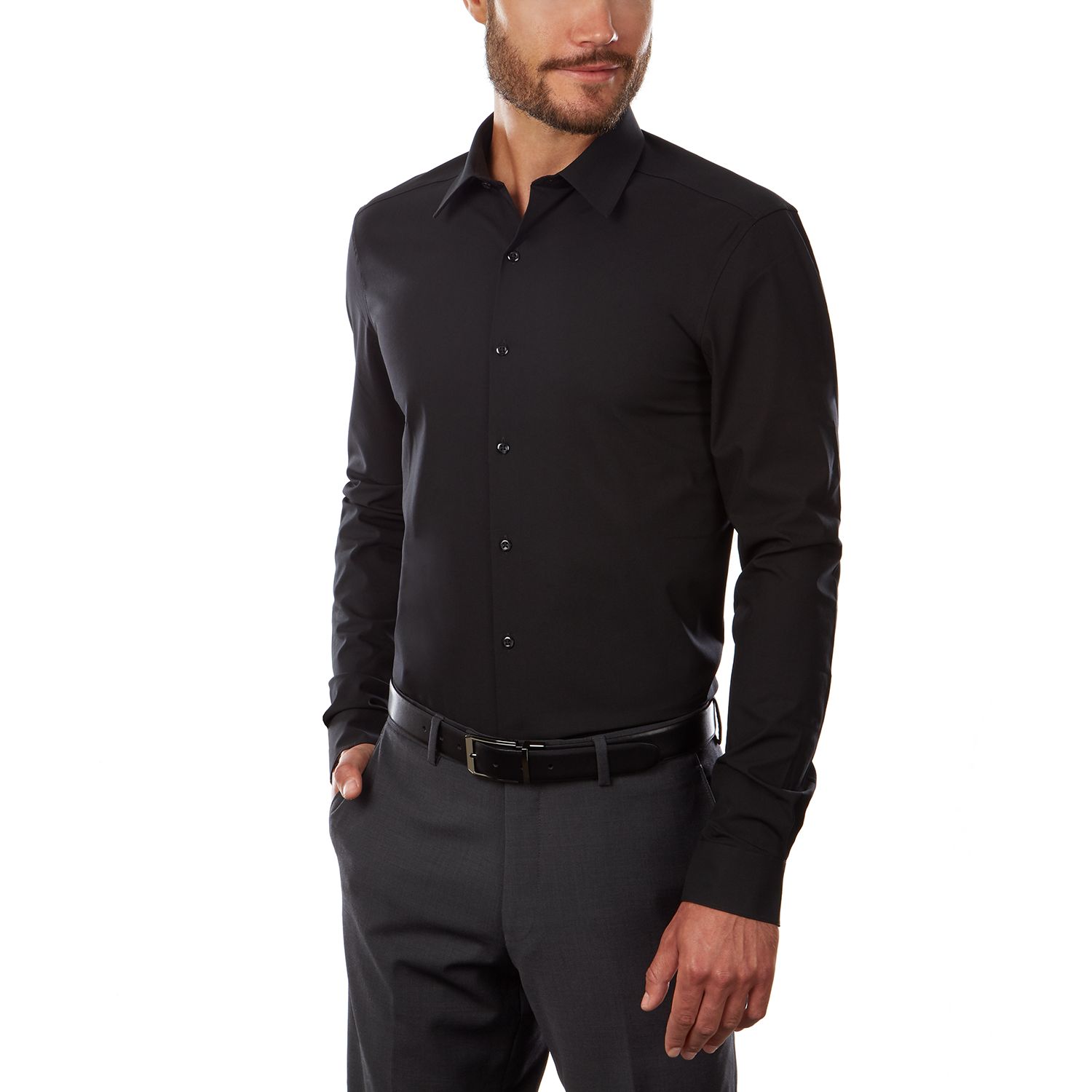 black shirt dress mens
