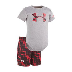 Baby Boy Under Armour Graphic Logo Bodysuit & Geometric Shorts Set